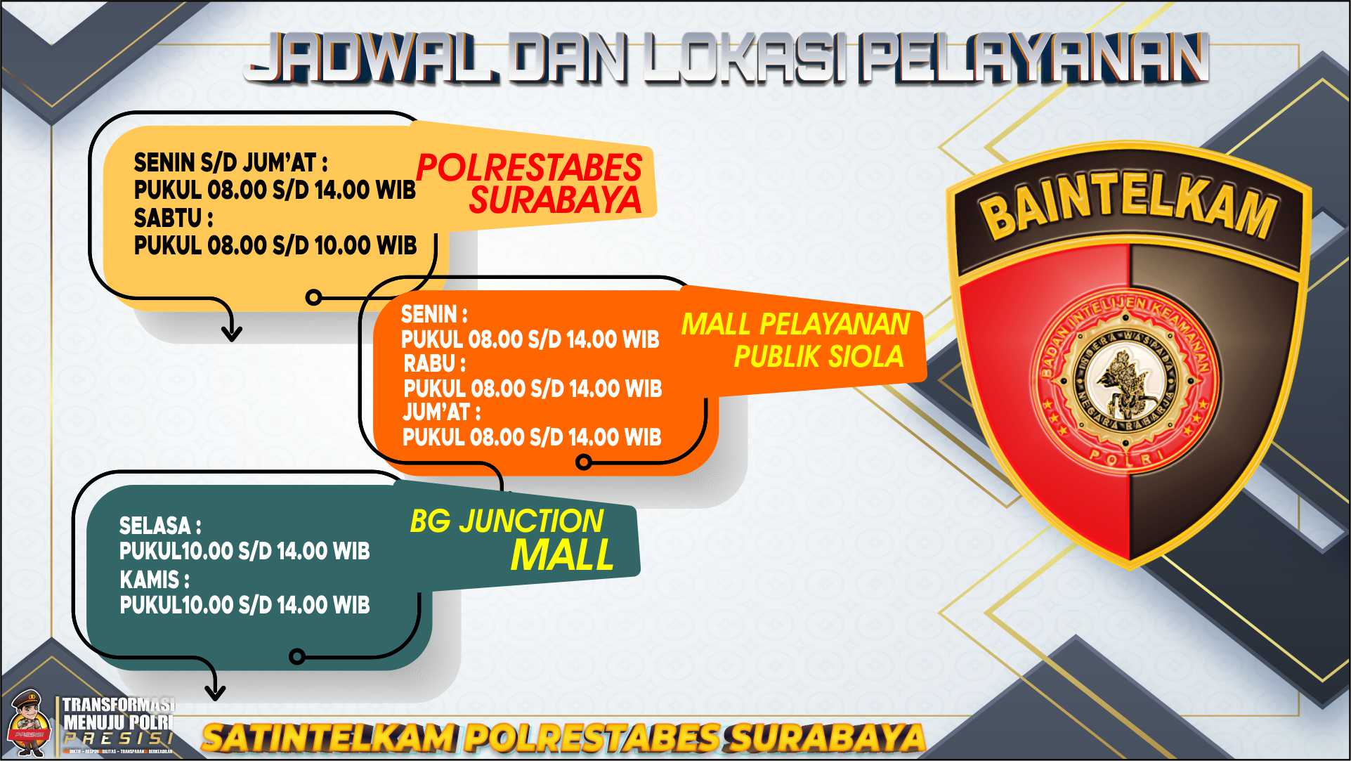 JADWAL DAN LOKASI PELAYANAN SKCK